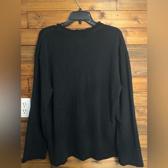 Allsaints men’s distressed neckline black crewneck sweater 100% cotton NWOT - Picture 2 of 9